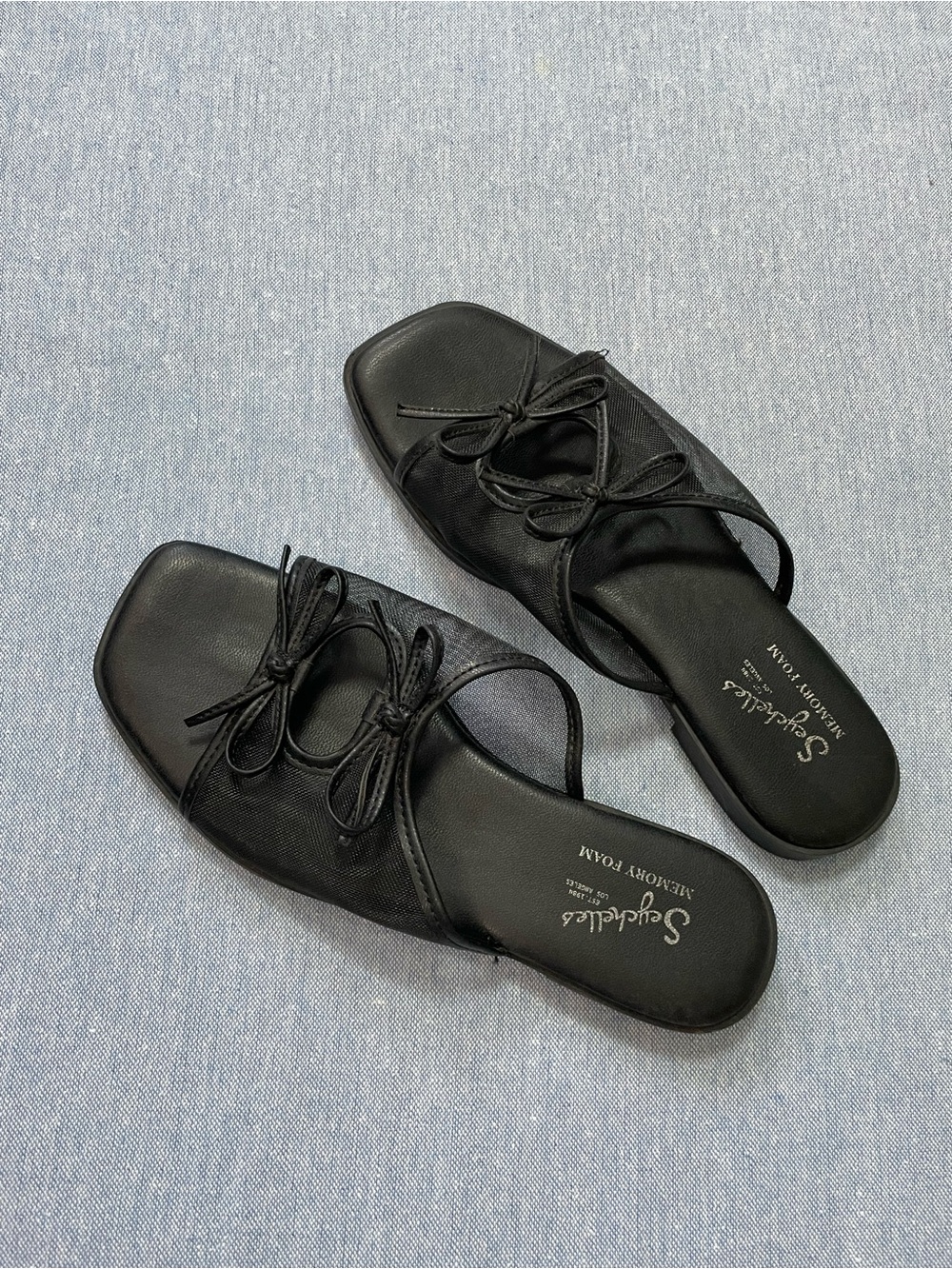 Seychelles Memory Foam Bow Detail Mesh Asian Inspired Flat Sandals Size 6